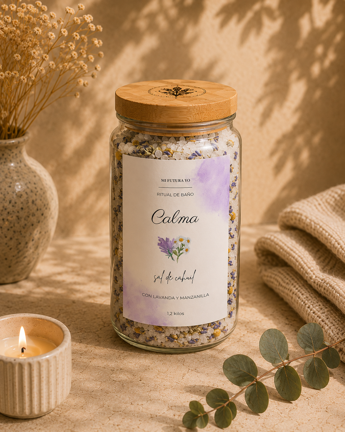 Sal de Baño 1,2 KG — Calma lavanda - manzanilla | ¿Necesitas desconectar y relajarte?