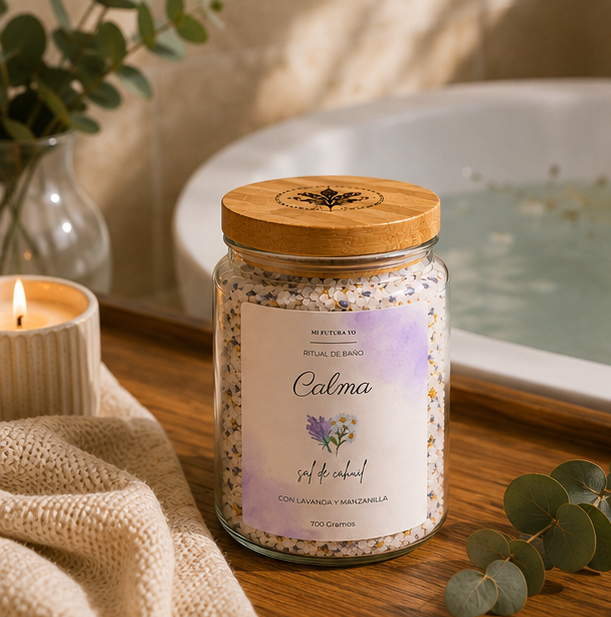 Sal de Baño 700 GR — Calma lavanda y manzanilla | ¿Necesitas un momento para ti?