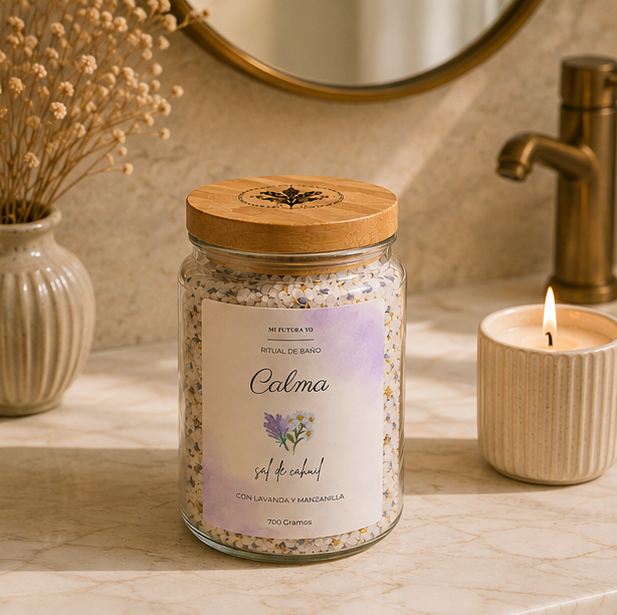 Sal de Baño 700 GR — Calma lavanda y manzanilla | ¿Necesitas un momento para ti?