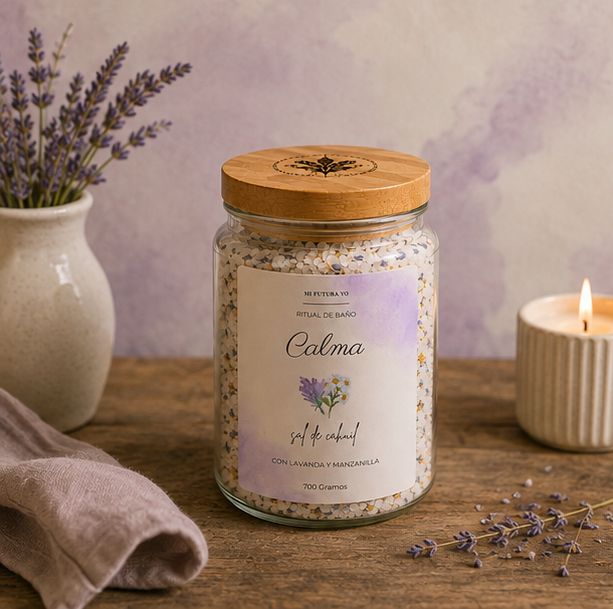 Sal de Baño 700 GR — Calma lavanda y manzanilla | ¿Necesitas un momento para ti?